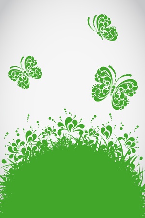 Summer background with butterfliesのイラスト素材