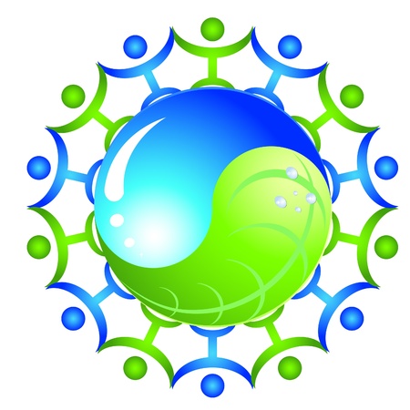 logo - ecology yinyang with peopleのイラスト素材