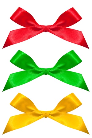 set of color bows isolated on a whiteの写真素材
