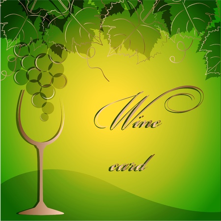 Template of alcohol card with grapes and  a glass gobletのイラスト素材