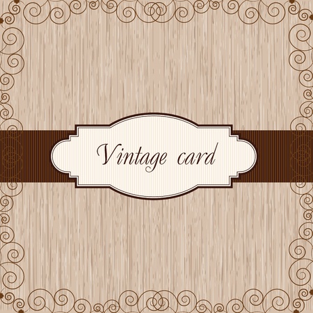 wooden vintage postcardのイラスト素材