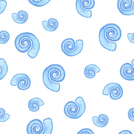 Handpaint watercolor shells seamlessのイラスト素材