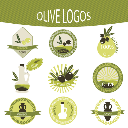 Set of bakery logos, labels, badges for design  olive oilのイラスト素材