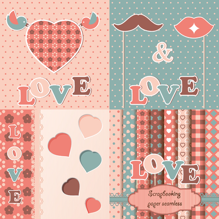 Set of Happy Valentines Day Backgrounds with Hearts Design Template for: Greeting card, banners, invitations or posters, vector illustrationのイラスト素材