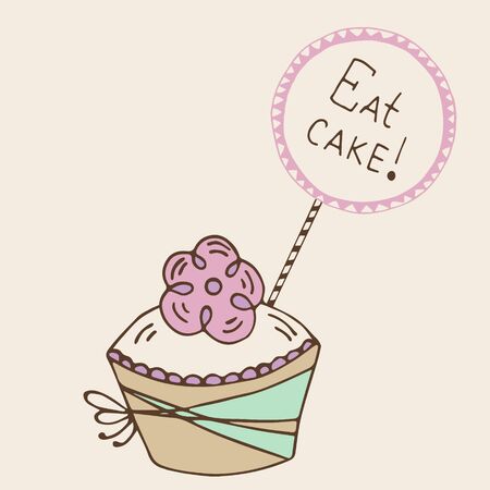 Hand drawn quote - eat cake. Can use for design cafe menu, handbags, T-shirtsのイラスト素材