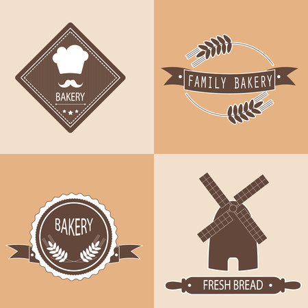 Set of bakery logos, labels, badges for design fresh baked goodsのイラスト素材