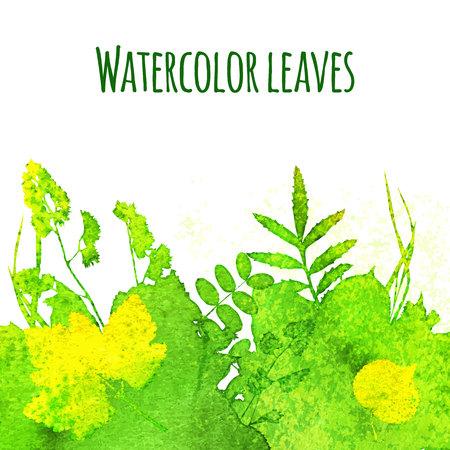 Watercolor autumn leaves on backgroundのイラスト素材