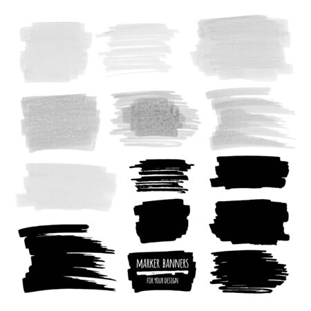 Vector textured design marker banners, lines and stainsのイラスト素材
