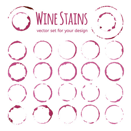 Red wine stains on white background. Vector set for your designのイラスト素材