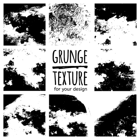 Grunge black textures on white background. Vector set for your designのイラスト素材