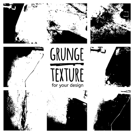Grunge black textures on white background. Vector set for your designのイラスト素材