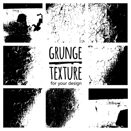 Grunge black textures on white background. Vector set for your designのイラスト素材