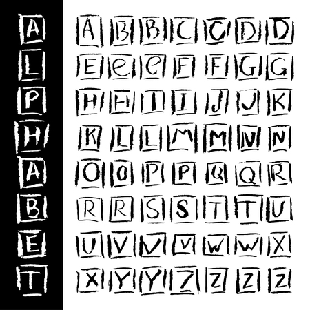 Vector hand drawn alphabet in calligraphy brushのイラスト素材