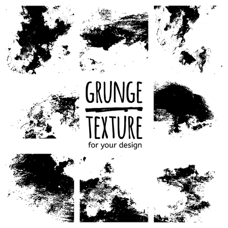 Grunge black textures on white background. Vector set for your designのイラスト素材