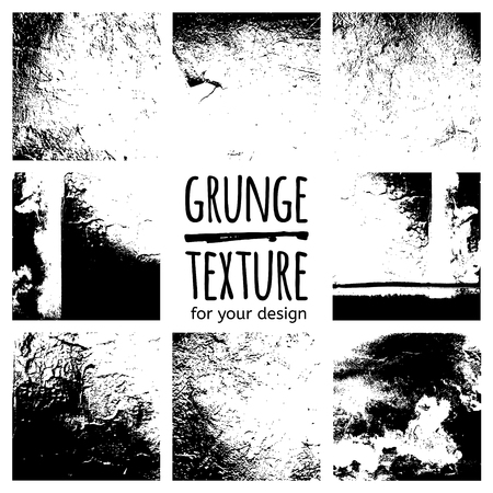 Grunge black textures on white background. Vector set for your designのイラスト素材