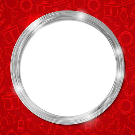 Abstract glow silver circle frame. Christmas vector for your designのイラスト素材