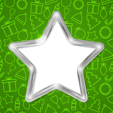 Abstract glow silver star frame. Christmas vector for your designのイラスト素材