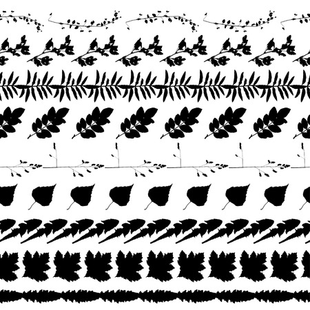 Black leaves seamless border. Vector illustration for your designのイラスト素材
