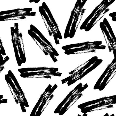 Hand drawn brush ink grunge black and white seamless textures. Artwork with abstract background. Vector illustration for your designのイラスト素材