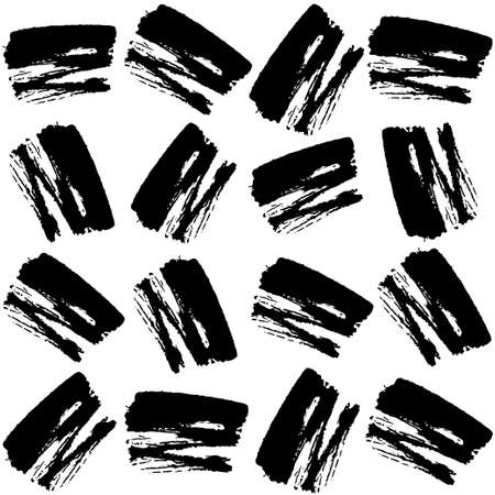 Hand drawn brush ink grunge black and white seamless textures. Artwork with abstract background. Vector illustration for your designのイラスト素材