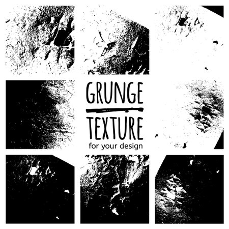 Grunge black textures on white background. Vector set for your designのイラスト素材