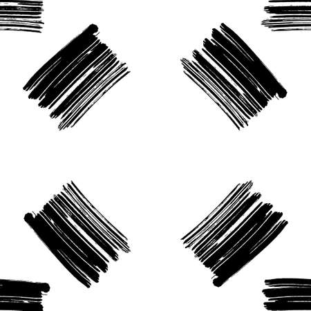 Hand drawn brush ink grunge black and white seamless textures. Artwork with abstract background. Vector illustration for your designのイラスト素材