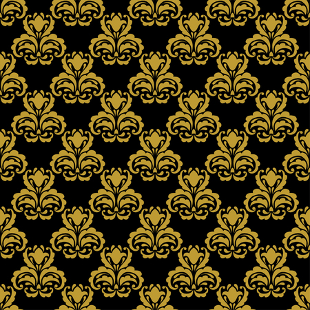 Golden vintage damask decor seamless pattern. Vector illustration for your designのイラスト素材