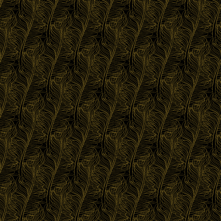 Golden feather decor seamless pattern. Vector illustration for your designのイラスト素材