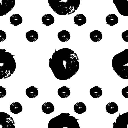 Hand drawn brush ink grunge black and white seamless textures. Artwork with abstract background. Vector illustration for your designのイラスト素材