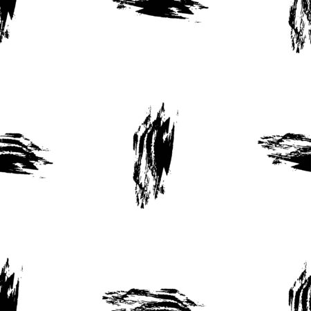 Hand drawn brush ink grunge black and white seamless textures. Artwork with abstract background. Vector illustration for your designのイラスト素材