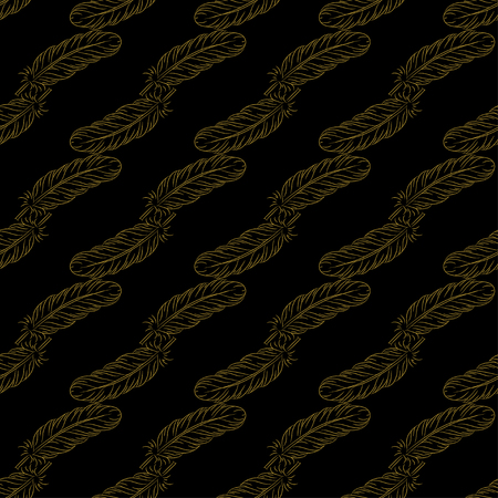 Golden feather decor seamless pattern. Vector illustration for your designのイラスト素材