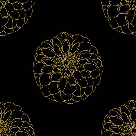 Golden peony decor seamless pattern. Vector illustration for your designのイラスト素材