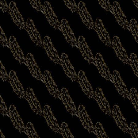Golden feather decor seamless pattern. Vector illustration for your designのイラスト素材