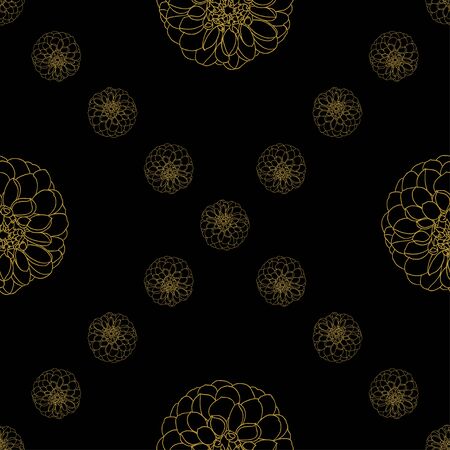 Golden peony decor seamless pattern. Vector illustration for your designのイラスト素材