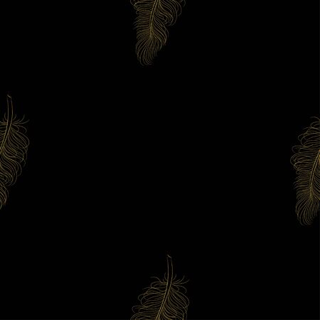 Golden feather decor seamless pattern. Vector illustration for your designのイラスト素材