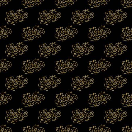 Golden hand lettering best quality decor seamless pattern. Vector illustration for your designのイラスト素材