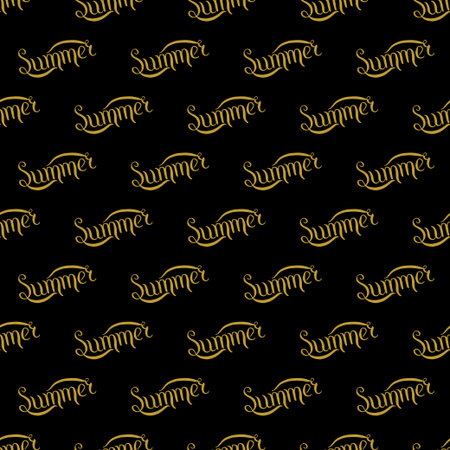 Golden hand lettering summer decor seamless pattern. Vector illustration for your designのイラスト素材