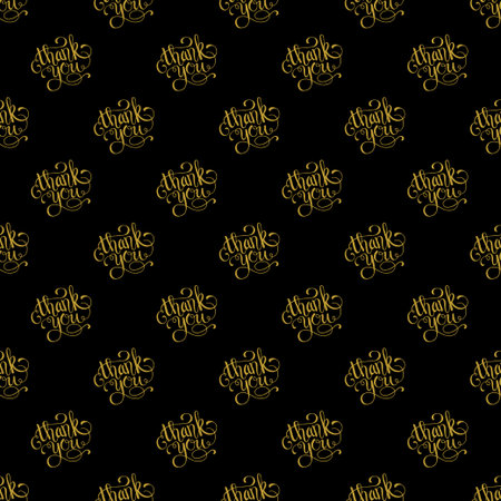 Golden hand lettering thank you decor seamless pattern. Vector illustration for your designのイラスト素材