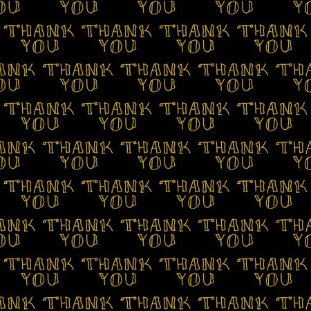 Golden hand lettering thank you decor seamless pattern. Vector illustration for your designのイラスト素材