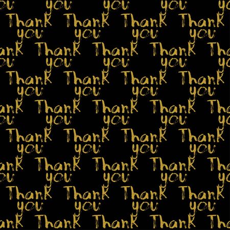 Golden hand lettering thank you decor seamless pattern. Vector illustration for your designのイラスト素材