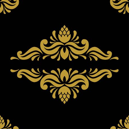 Golden vintage damask decor seamless pattern. Vector illustration for your designのイラスト素材