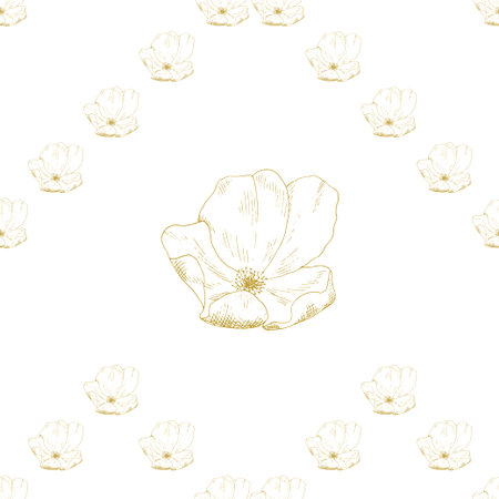 Golden sketch briar decor seamless pattern. Vector illustration for your designのイラスト素材