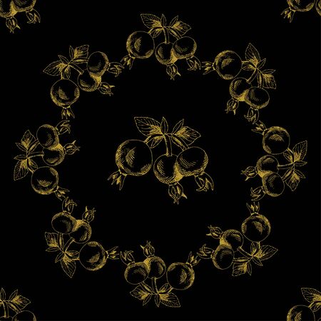 Golden sketch briar decor seamless pattern. Vector illustration for your designのイラスト素材