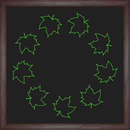 Color wreath maple leaf on chalkboard background. Vector illustration for your designのイラスト素材