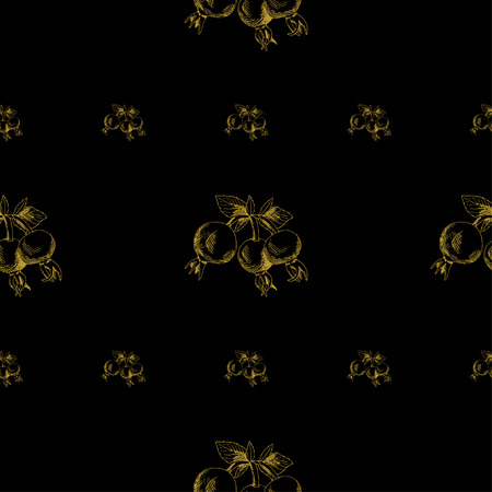 Golden sketch briar decor seamless pattern. Vector illustration for your designのイラスト素材