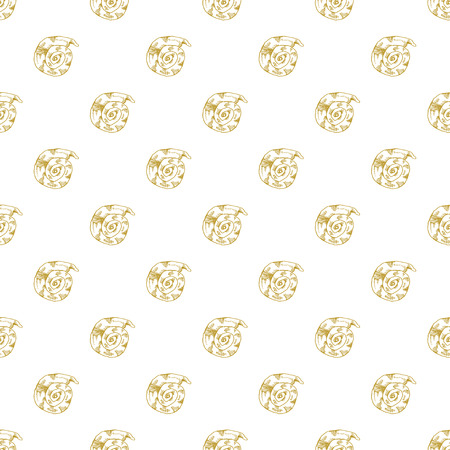 Golden sketch seashell decor seamless pattern. Vector illustration for your designのイラスト素材