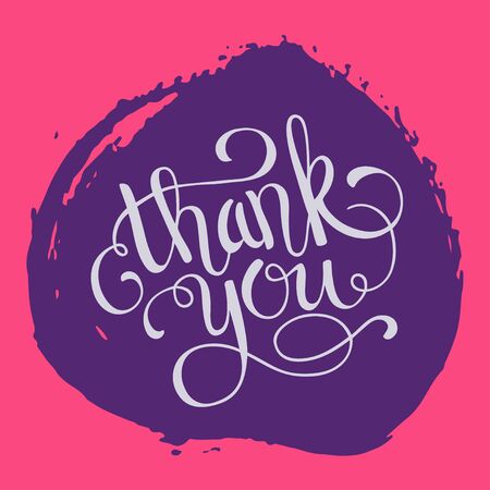 Hand lettering thank you on grunge brush background. Vector illustration for your designのイラスト素材