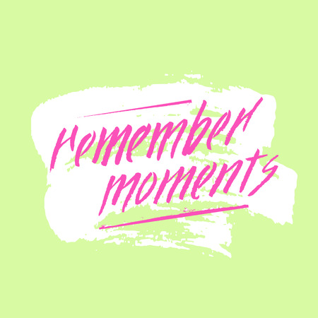 Hand lettering remember moments on grunge brush background. Vector illustration for your designのイラスト素材