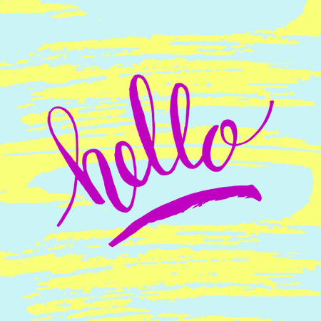 Hand lettering hello on grunge brush background. Vector illustration for your designのイラスト素材