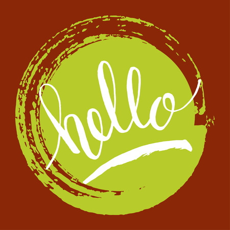 Hand lettering hello on grunge brush background. Vector illustration for your designのイラスト素材